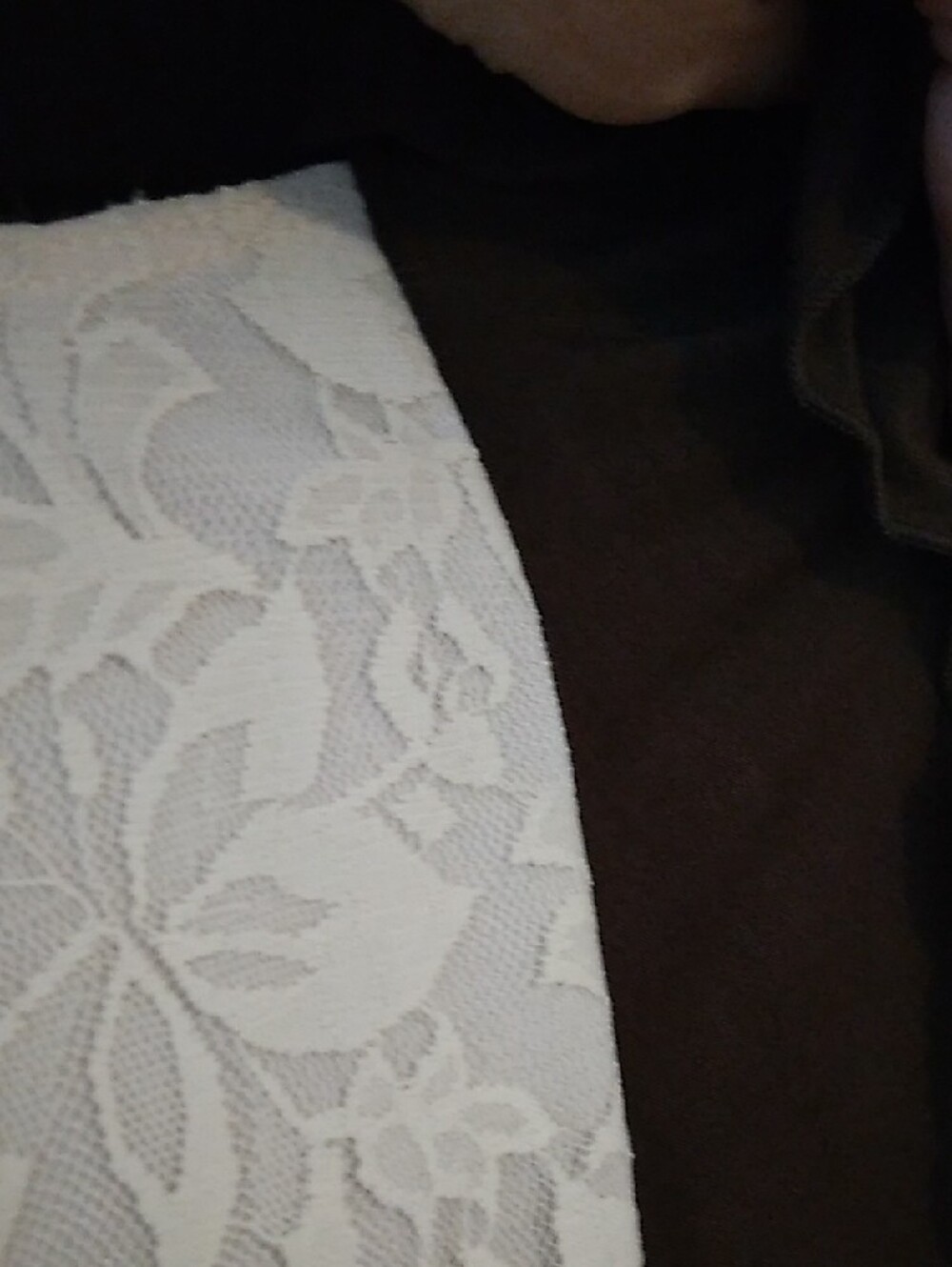 Wrapper Y2K Brown Ruffle-Trim Open Cardigan with White Lace Inset - Picture 6 of 8